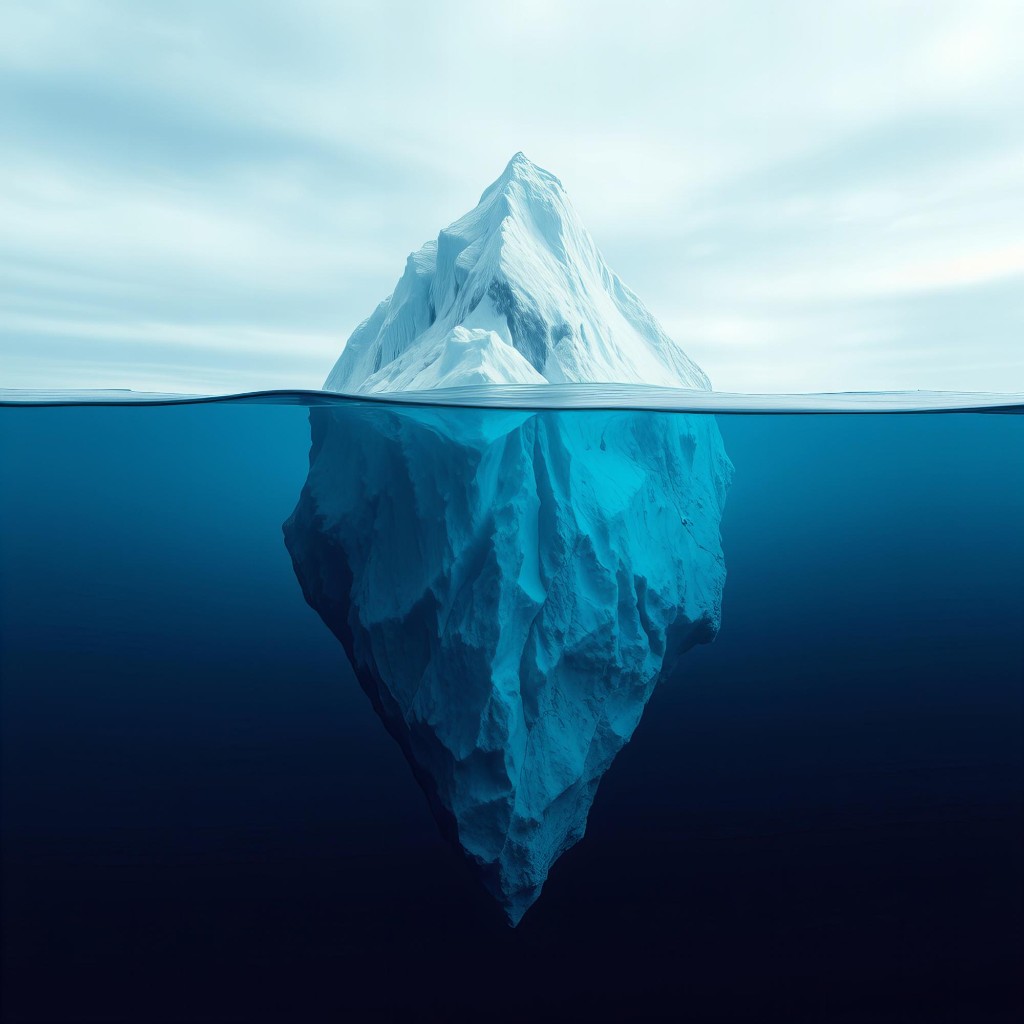 Iceberg illustrating visible and hidden SDR hiring costs