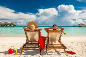 lying on a beach chair